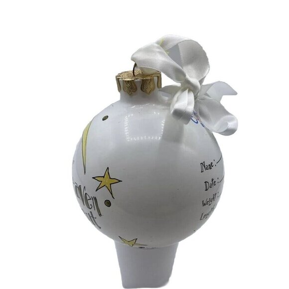 Cute As A Button Glass Christmas Ornament Signed Heaven Sent New Baby 4 Inch - Picture 3 of 16